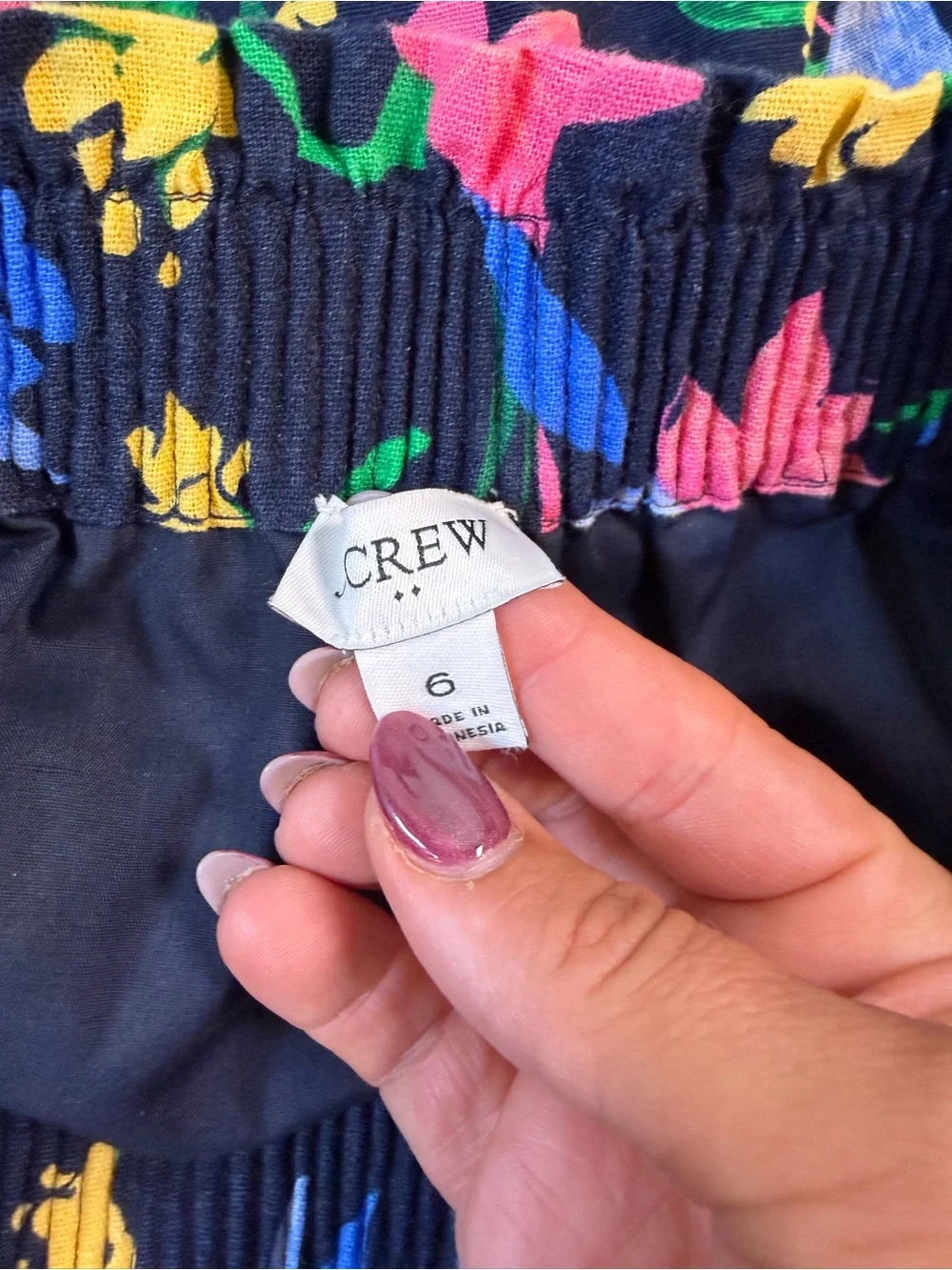 J. Crew Navy Mini Skirt with Pink, Yellow & Blue Floral Print